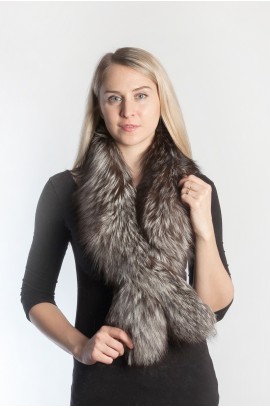 Silver fox fur scarf